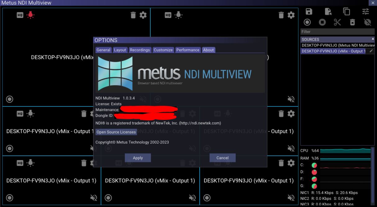 Metus NDI Multiview